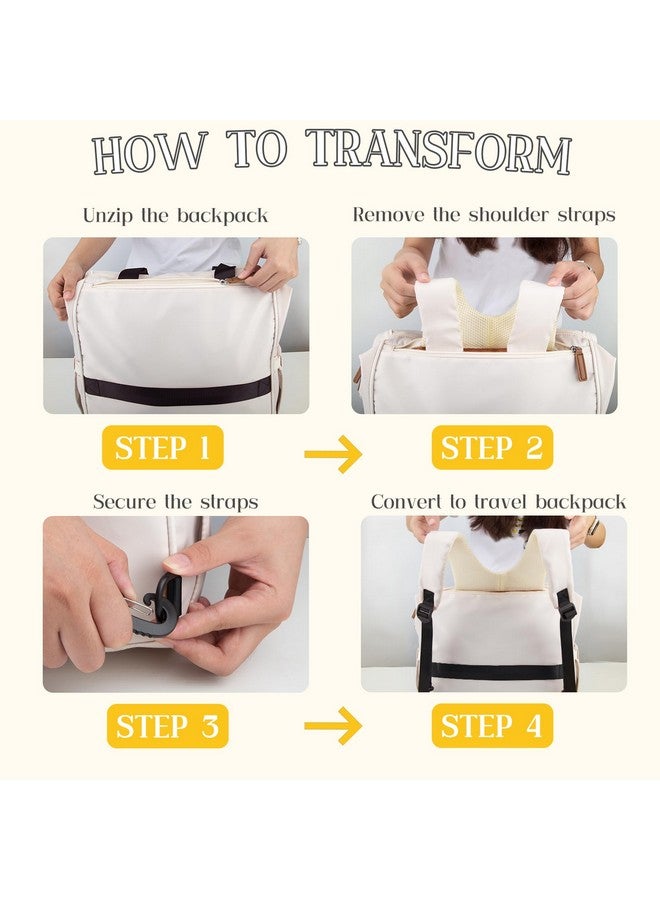 Pripher 4 in 1 Diaper Bag Backpack, Diaper Bag Backpack for Mom Dad, Travel Diaper Bag Converts into Backpack with Shoulder Strap, Mom Bag for Hospital with 14 Pockets, Large Capacity Baby Bag Black&Beige - Image 4