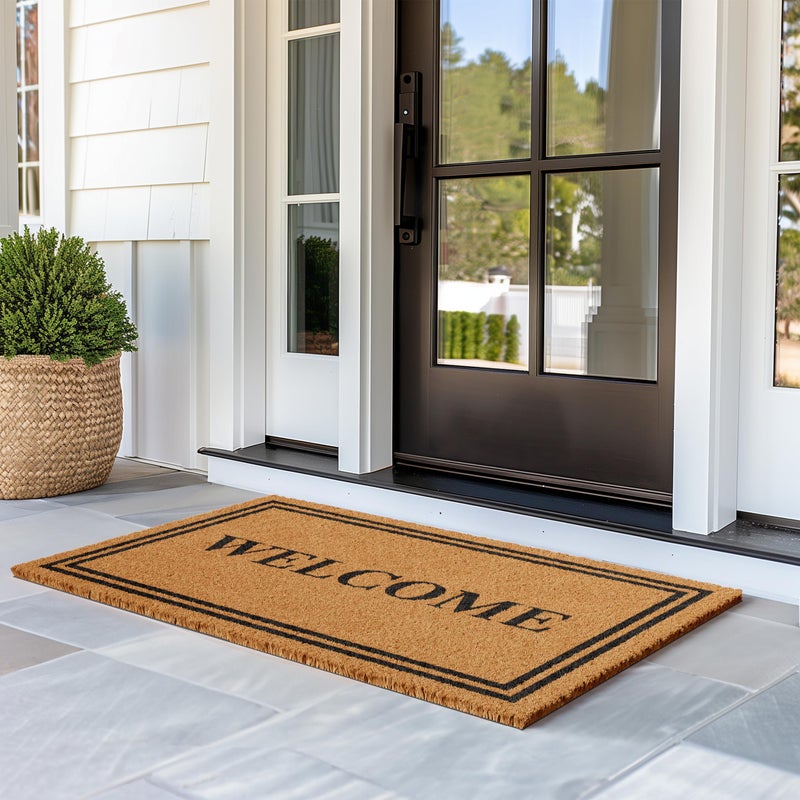 Barnyard Designs Natural Coco Coir Heavy Duty Backing Doormat - Large Cute Non-Slip Front Door Welcome Mat for Outside Entrance or Porch Entry, Brown (30x48, Welcome) - Image 2