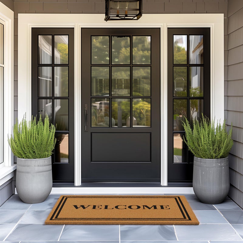 Barnyard Designs Natural Coco Coir Heavy Duty Backing Doormat - Large Cute Non-Slip Front Door Welcome Mat for Outside Entrance or Porch Entry, Brown (30x48, Welcome) - Image 3