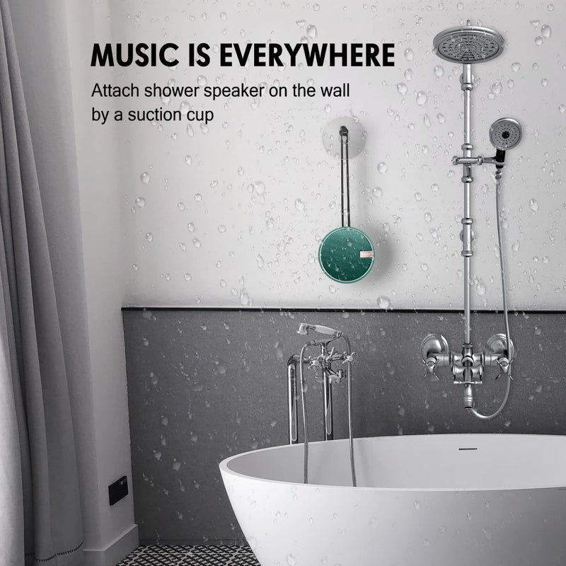 INSMY C12 IPX7 Waterproof Shower Bluetooth Speaker, Portable Small Speaker, Speakers Bluetooth Wireless Loud Clear Sound, Support TF Card Suction Cup for Kayak Canoe Beach Gift (Teal) - Image 4