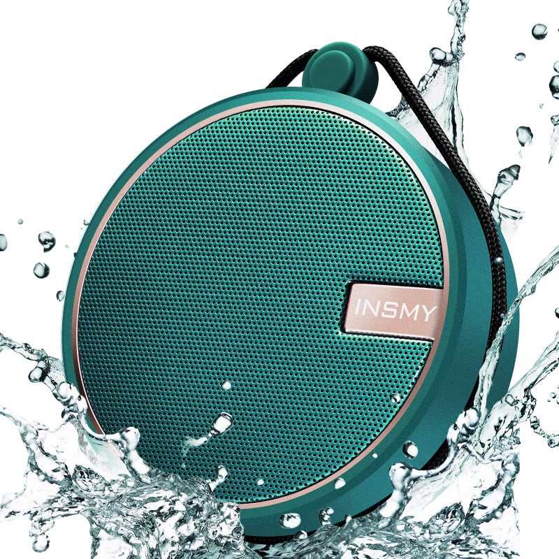 INSMY C12 IPX7 Waterproof Shower Bluetooth Speaker, Portable Small Speaker, Speakers Bluetooth Wireless Loud Clear Sound, Support TF Card Suction Cup for Kayak Canoe Beach Gift (Teal) - Image 1