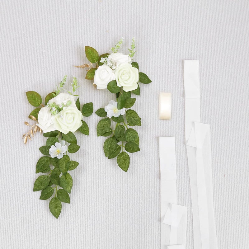 DreamBuilt 10 Wedding Aisle Decorations for Wedding Ceremony White Wedding Chair Decorations Flowers for Wedding Aisle Decor Church Pew Decorations - Image 5