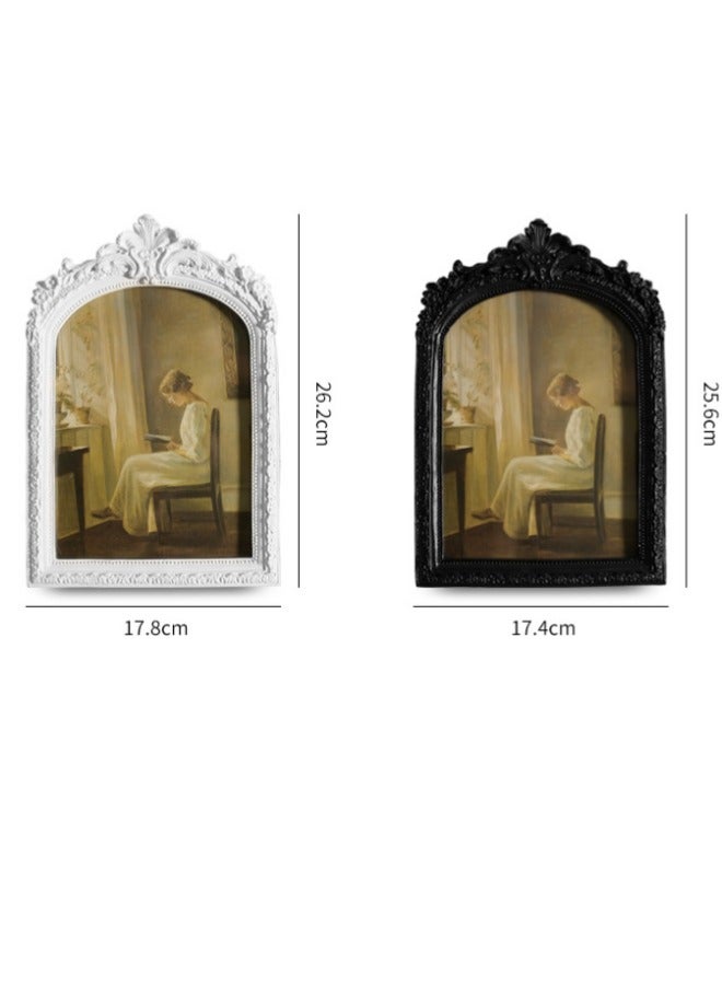 الأوروبية الرجعية منحوتة الراتنج الجدار شنقا إطار الصورة ديكور أبيض، ديكور المنزل، ديكور العيد - Image 2