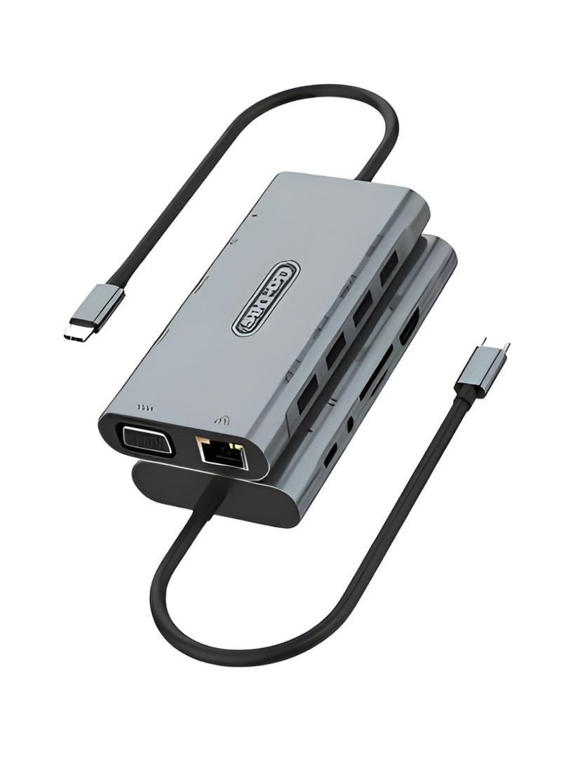 GO-DES 11-in-1 Multifunctional Docking Station with USB-C to Multiple Ports VGA, Type-C, 4K HDTV, RJ45, SD - Image 1