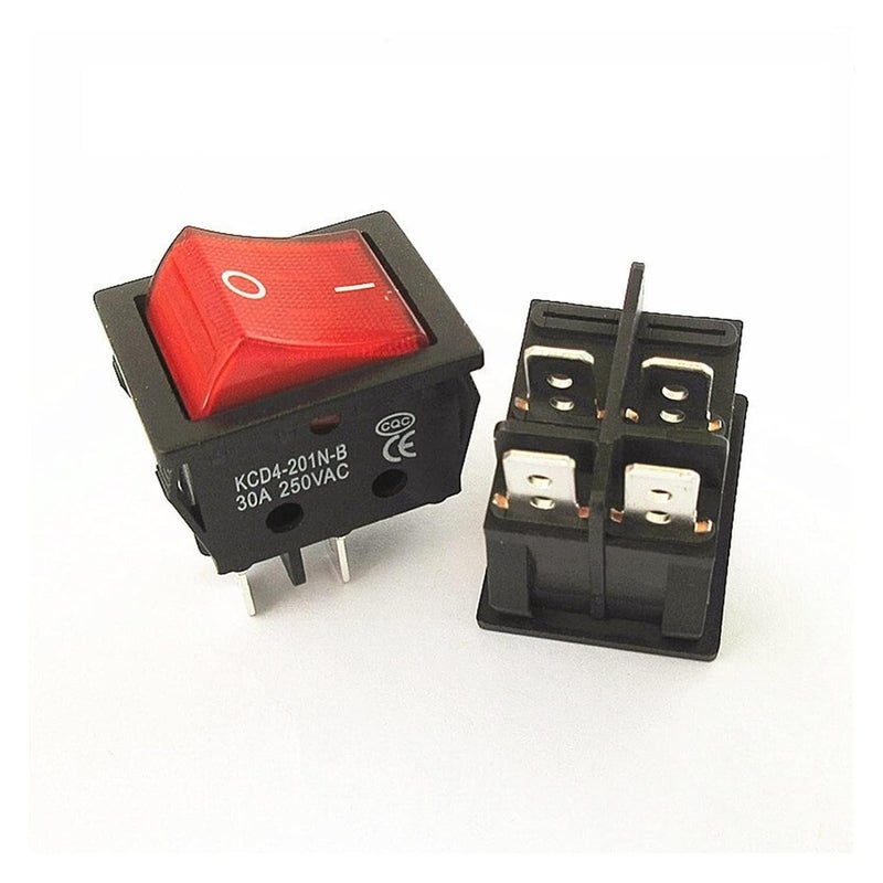 KCD4 Rocker Switch 30A 250V High Current 4 Pin Red Copper Power Switch For Welding Machine - Image 1