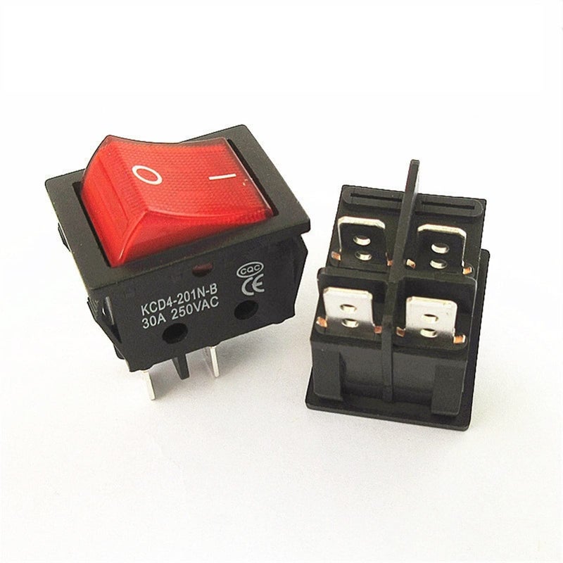 KCD4 Rocker Switch 30A 250V High Current 4 Pin Red Copper Power Switch For Welding Machine - Image 3