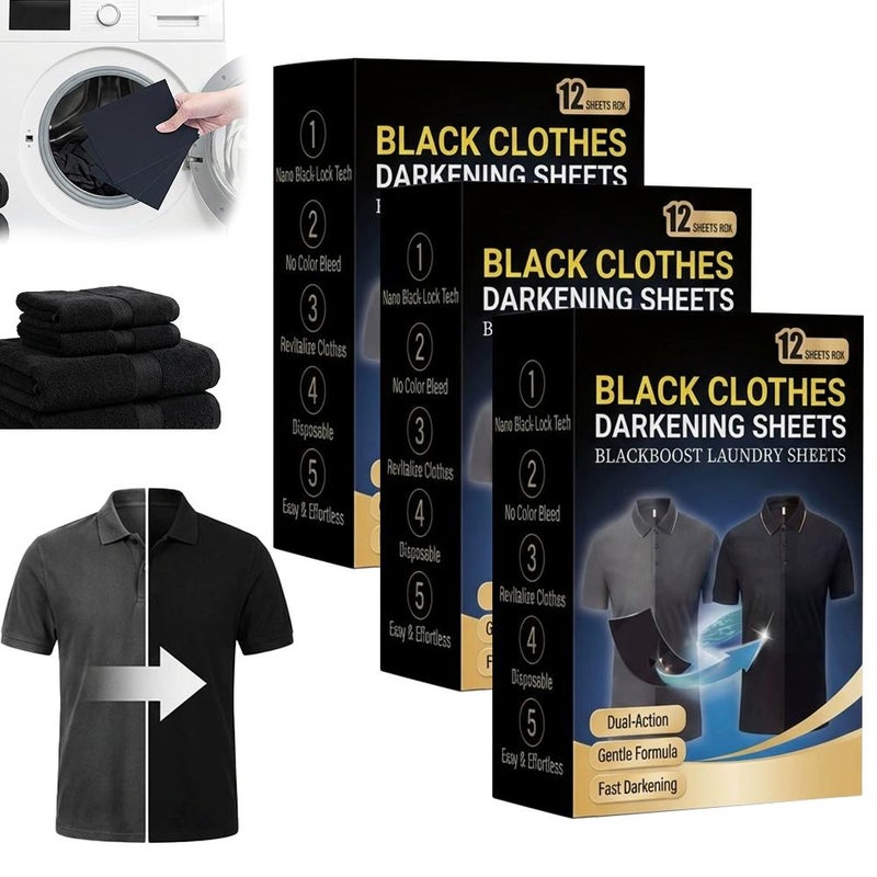 Clothing blackening sheets for home use, including laundry, dyeing, color fixing, and repair of faded black clothes. - Image 1