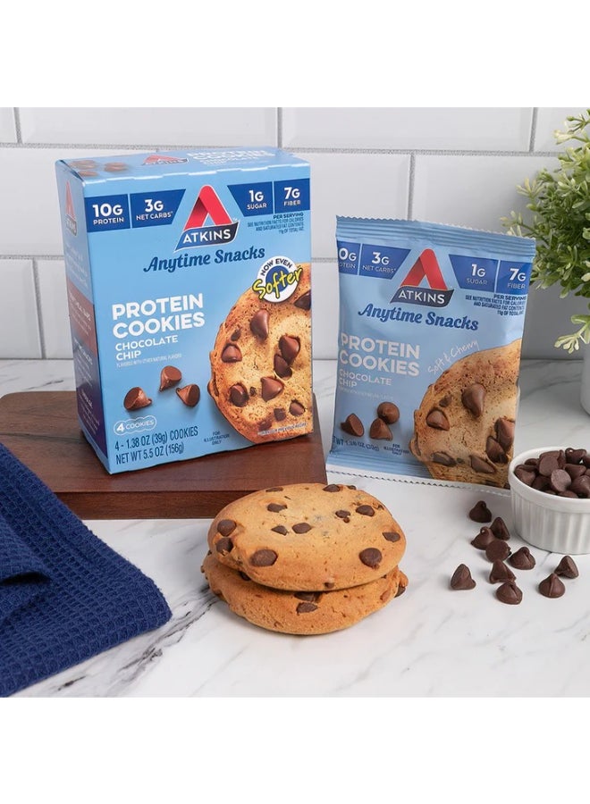 Atkins Anytime Snacks Protein Cookies Chocolate Chip 4 Cookies 1.38 oz (39 g) Each - Image 2