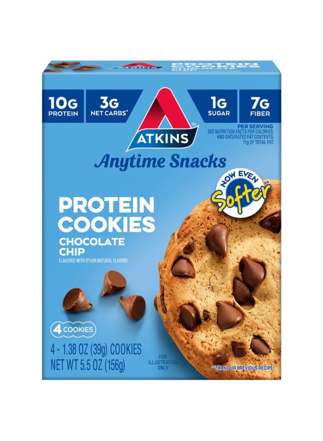 Atkins Anytime Snacks Protein Cookies Chocolate Chip 4 Cookies 1.38 oz (39 g) Each - Image 3