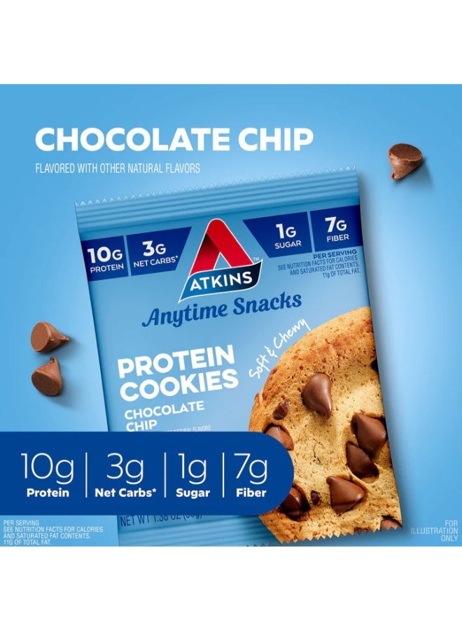 Atkins Anytime Snacks Protein Cookies Chocolate Chip 4 Cookies 1.38 oz (39 g) Each - Image 1