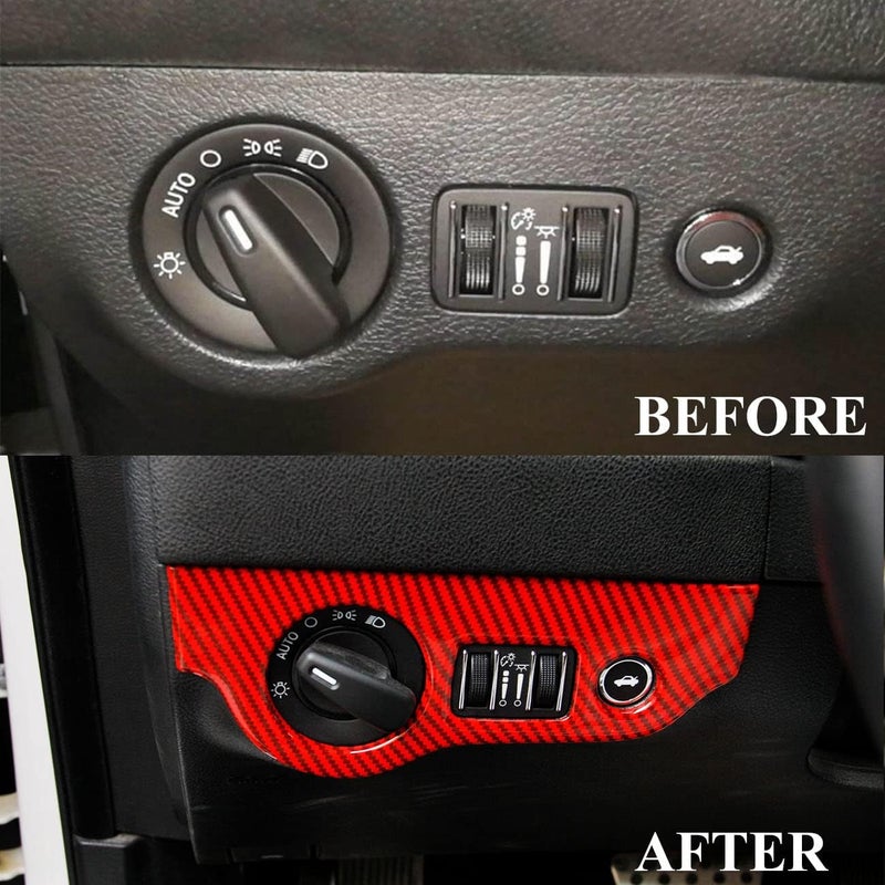 crosselec Red Carbon Fiber Headlight Switch Button Panel Sticker Trim for Dodge Charger 2011+/Chrysler 300 2015-2021 - Image 4