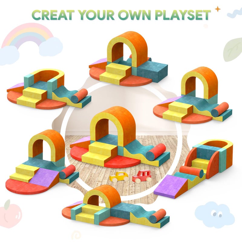Yaofala 10 PCS Color Foam Climbing Blocks for Toddlers, Soft Play Set with Toy Car, Climbing Blocks for Toddlers 1-3, Indoor Climb and Crawl Soft Play Set - Image 3