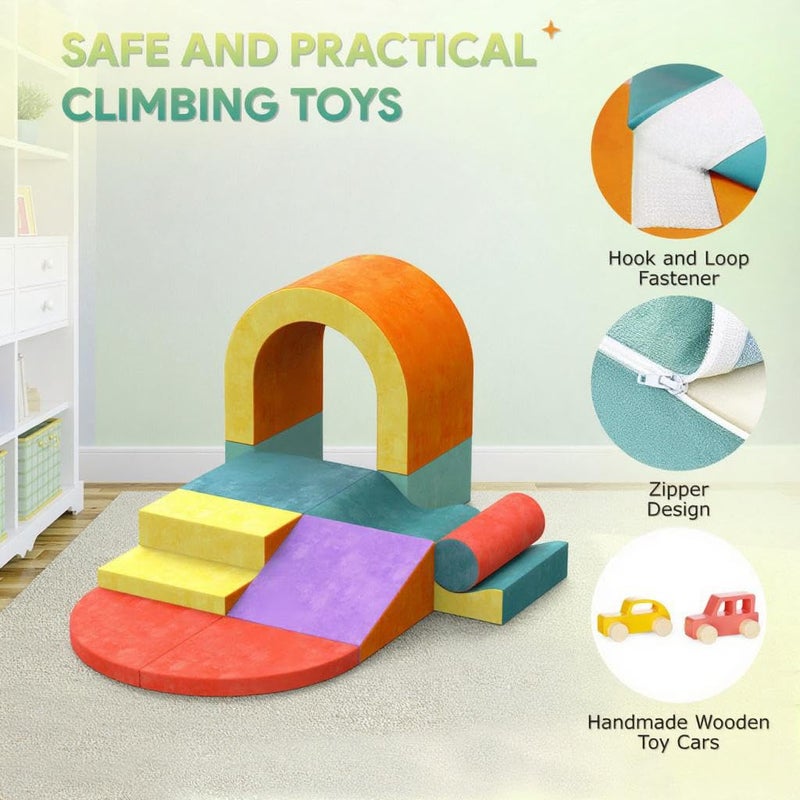Yaofala 10 PCS Color Foam Climbing Blocks for Toddlers, Soft Play Set with Toy Car, Climbing Blocks for Toddlers 1-3, Indoor Climb and Crawl Soft Play Set - Image 4