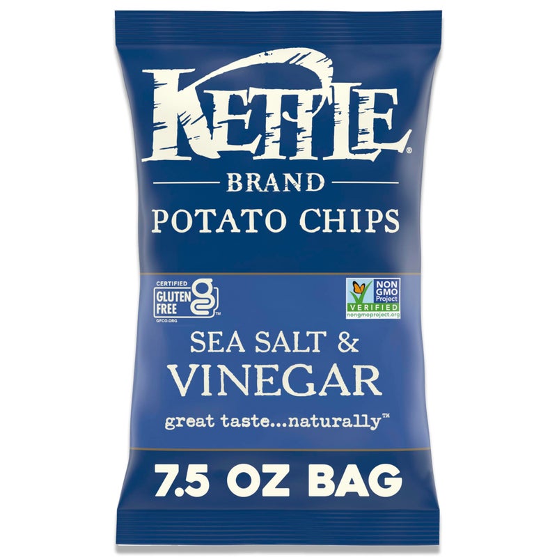 Kettle Brand Sea Salt and Vinegar Kettle Potato Chips, Gluten-Free, Non-GMO, 7.5 oz Bag - Image 1