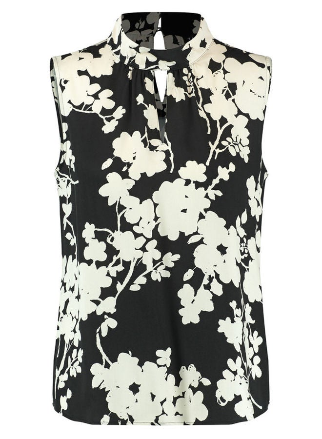 Sleeveless blouse with a stand-up collar