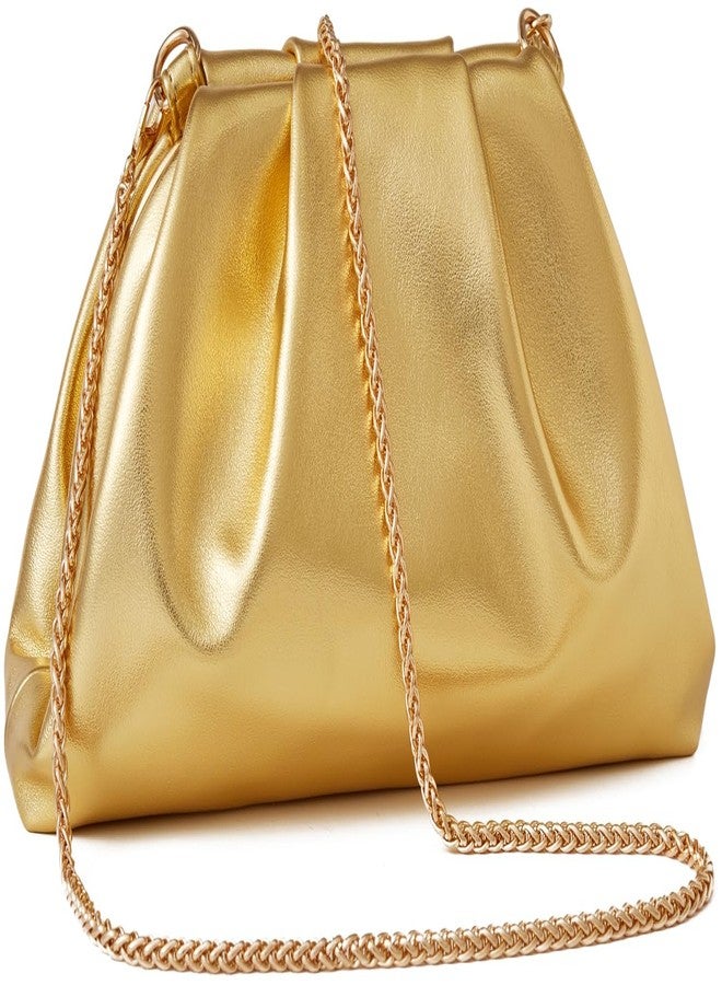 Munansli Women's Clutch Purse,Detachable Chain Shoulder Bag, Dumpling Crossbody Bag, Cloud Evening Clutch., Light Gold, 26cm x 5cm x 13cm (10.2" x 2" x 5") - Image 3