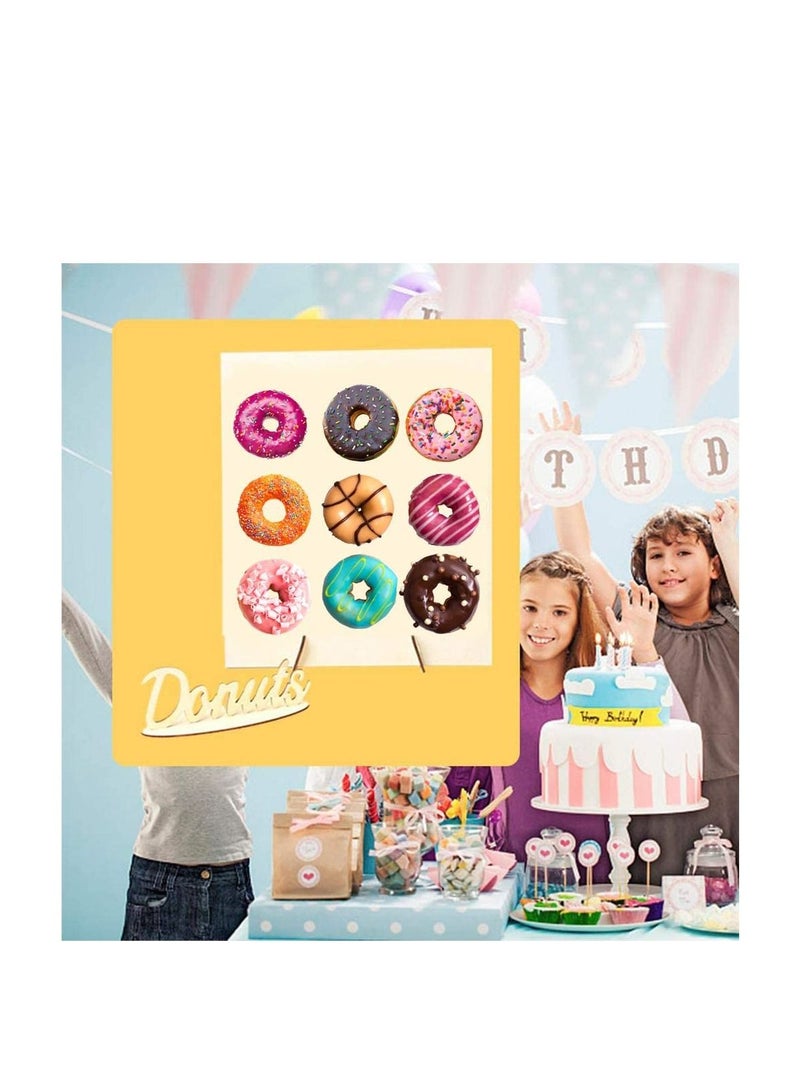 SYOSI Donut Wall Display Stand Wood, Reusable Rustic Doughnut Board Holder for Baby Showers, Bridal Shower, Birthday, Wedding, Donut Party Supplies, Holds 9 Donuts (1 Pack) - Image 5