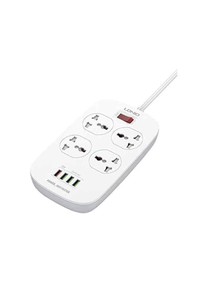 متوافق مع مقبس الطاقة LDNIO SC4407 EU Defender Series المزود بـ 4 منافذ USB وكابل 2 متر - أبيض  - Image 3
