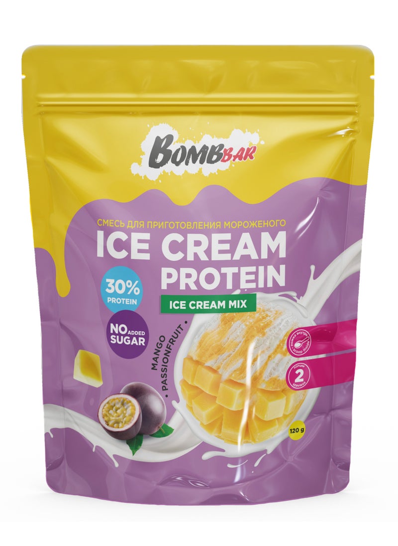 BOMBBAR Protein Ice Cream Mix Mango Passion Fruit Flavor No Sugar Added 120g 