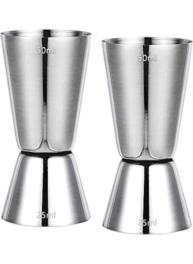 Keepatry Spirit Measures 25ml 50ml Set - 2Pack 304 Stainless Steel Jigger Spirit Measure Set Cocktail Measure Cup Set Whisky Shot Measure for Gin Alcohol Drink  - Image 1