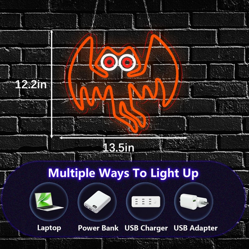 qbanziou Mothman Neon Signs for Wall Decorï¼ŒLed Neon Light for Bedroom Office Partyï¼ŒChristmas Gifts for Children - Image 4