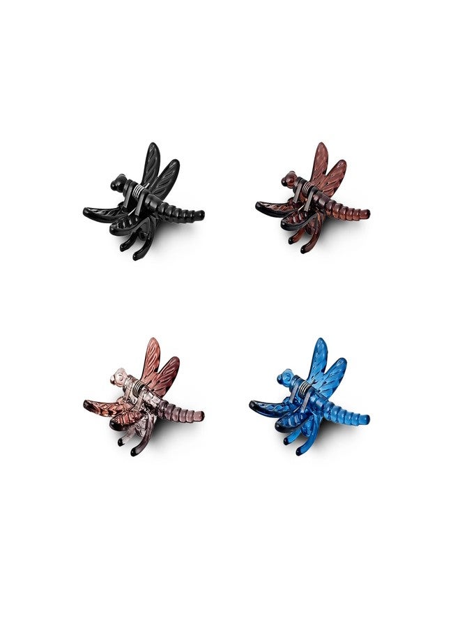 Sanas Hair Clips For Girls (4Pcs) Chic Dragonfly Clutchers For Hair Clips For Women Stylish Claw Clips For Women Aesthetic Cute Hair Accessories Fashion Accessories For Girls Teenage (4Pcs) (4 Shades) - Image 1