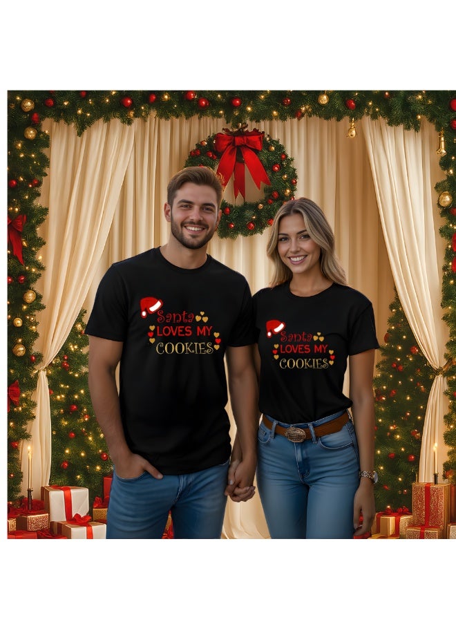 برينت شوب فور مي تي شيرت عيد ميلاد سعيد بأكمام قصيرة ورقبة مستديرة من القطن للبالغين للجنسين - Image 4