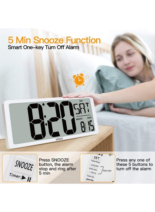 XREXS XREXS Large Digital Wall Clock with Backlight, 16.9 Inch Jumbo LCD Screen with Time/Calendar/Temperature Display, Alarm Clocks for Bedroom Home Decor, Count Up & Down Timer (Batteries Included)  - Image 5