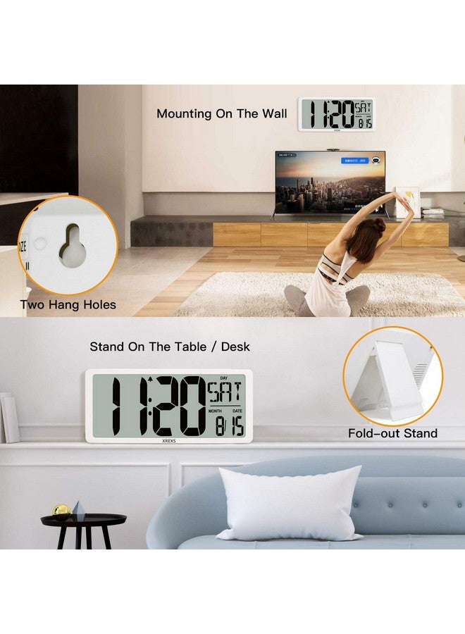 XREXS XREXS Large Digital Wall Clock with Backlight, 16.9 Inch Jumbo LCD Screen with Time/Calendar/Temperature Display, Alarm Clocks for Bedroom Home Decor, Count Up & Down Timer (Batteries Included)  - Image 2