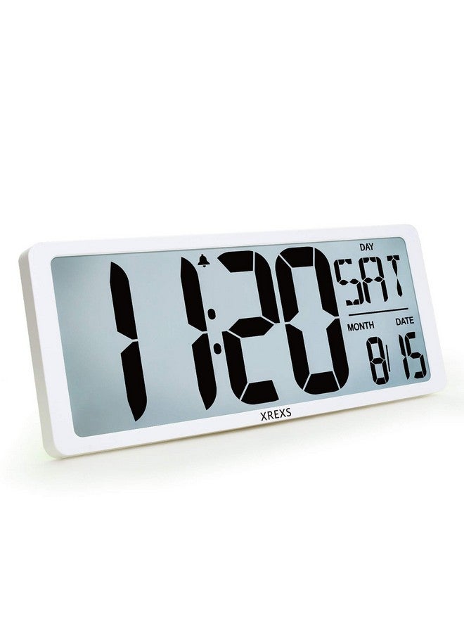 XREXS XREXS Large Digital Wall Clock with Backlight, 16.9 Inch Jumbo LCD Screen with Time/Calendar/Temperature Display, Alarm Clocks for Bedroom Home Decor, Count Up & Down Timer (Batteries Included)  - Image 1