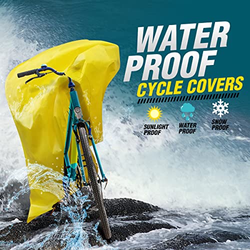 TUFFPAULIN Plastic Cycle Wrap Yellow, Universal Cycle Cover, Bicycle Cover, Extra Strong, Durable, Uv Resistant, 100% Waterproof Virgin, 6 Layers 3D Rib Technology, 68In X 20In X 34In - 1 No. - Image 4
