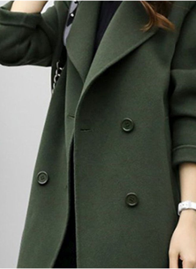 NIBEMINENT - Classic Double Breasted Lapel Coat Green - Image 1