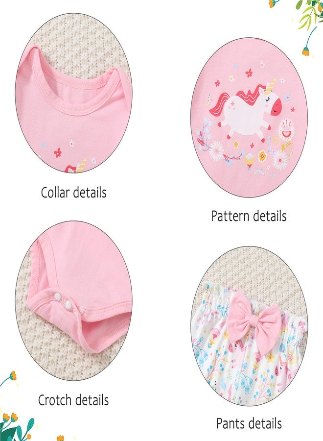 DISAUR Baby Girls Clothes Newborn Infant Baby Girls Outfit Long Sleeve Ruffle Romper Floral Pants Headband Sets 0-18 Months, Aa Pink/White, 0-3 Months - Image 5