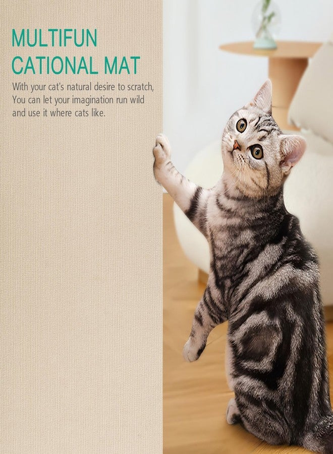 ORIA Cat Scratch Mat, Cat Wall Climbing Carpet, Trimmable Self-Adhesive Cat Scratch Furniture Protector, for Cat Tree, Cat Shelves, Indoor Cats Kitten, 1 Meter, Beige - Image 5