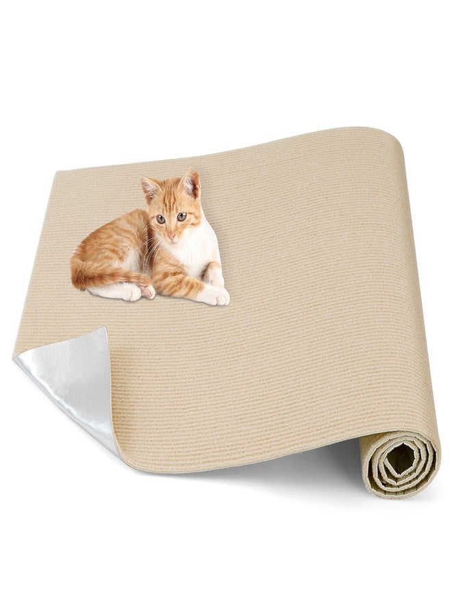 ORIA Cat Scratch Mat, Cat Wall Climbing Carpet, Trimmable Self-Adhesive Cat Scratch Furniture Protector, for Cat Tree, Cat Shelves, Indoor Cats Kitten, 1 Meter, Beige - Image 1