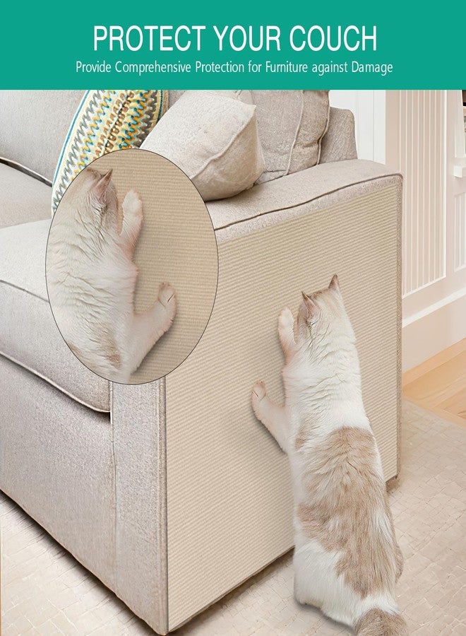 ORIA Cat Scratch Mat, Cat Wall Climbing Carpet, Trimmable Self-Adhesive Cat Scratch Furniture Protector, for Cat Tree, Cat Shelves, Indoor Cats Kitten, 1 Meter, Beige - Image 3