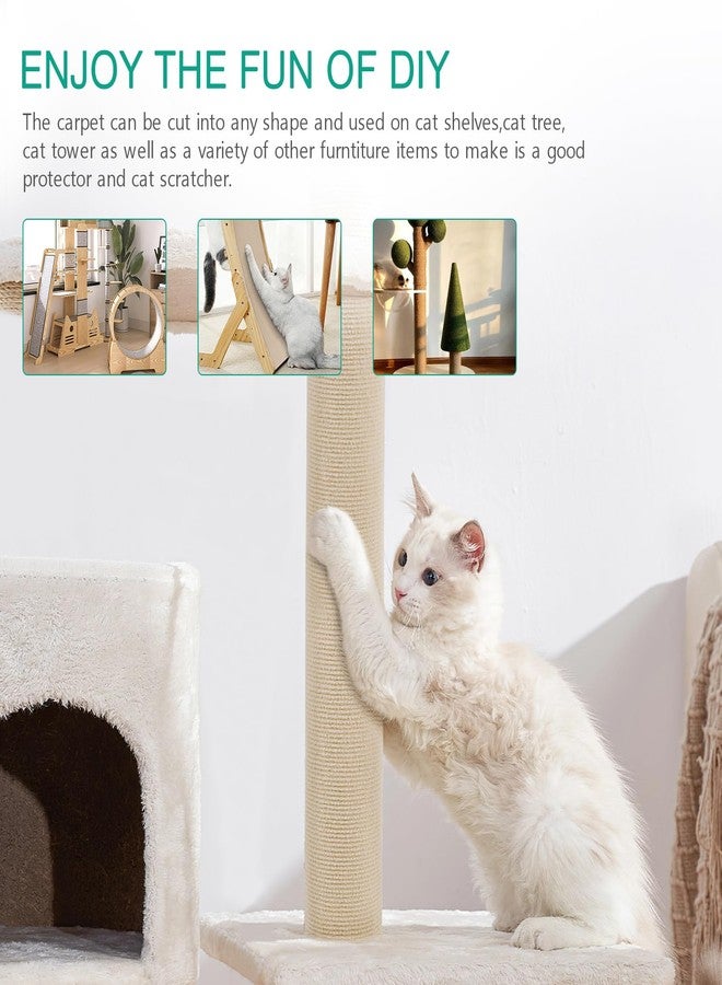 ORIA Cat Scratch Mat, Cat Wall Climbing Carpet, Trimmable Self-Adhesive Cat Scratch Furniture Protector, for Cat Tree, Cat Shelves, Indoor Cats Kitten, 1 Meter, Beige - Image 4