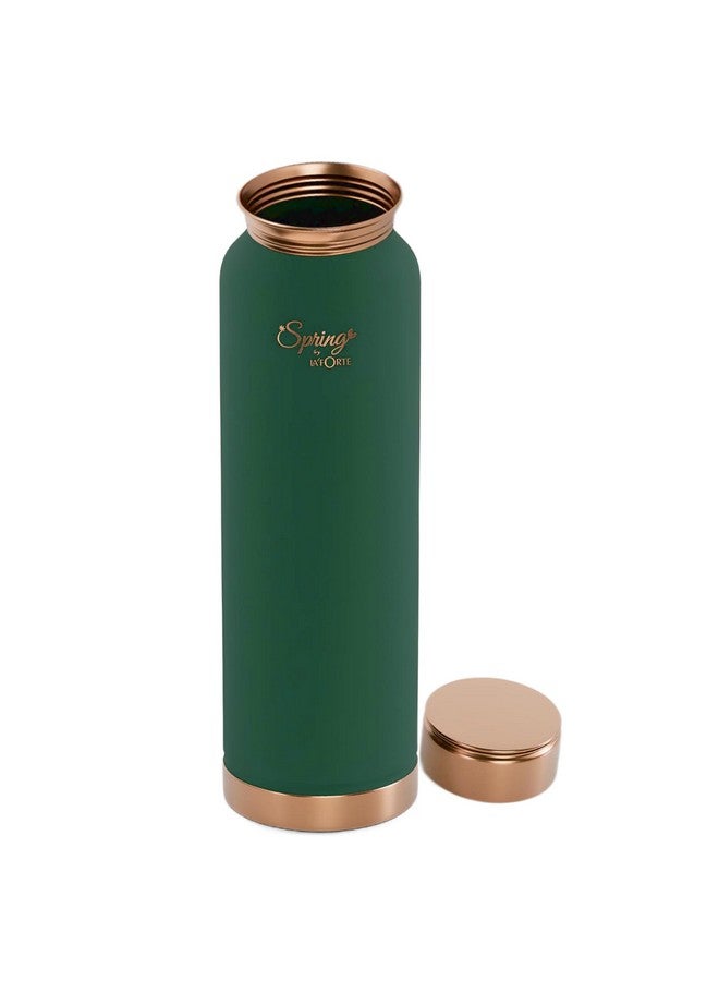 La' Forte Pure Copper Water Bottle with Leak Proof Lid, Premium Silicone Coating (1000 Ml) Sea Green (Pack of 1) - Image 2