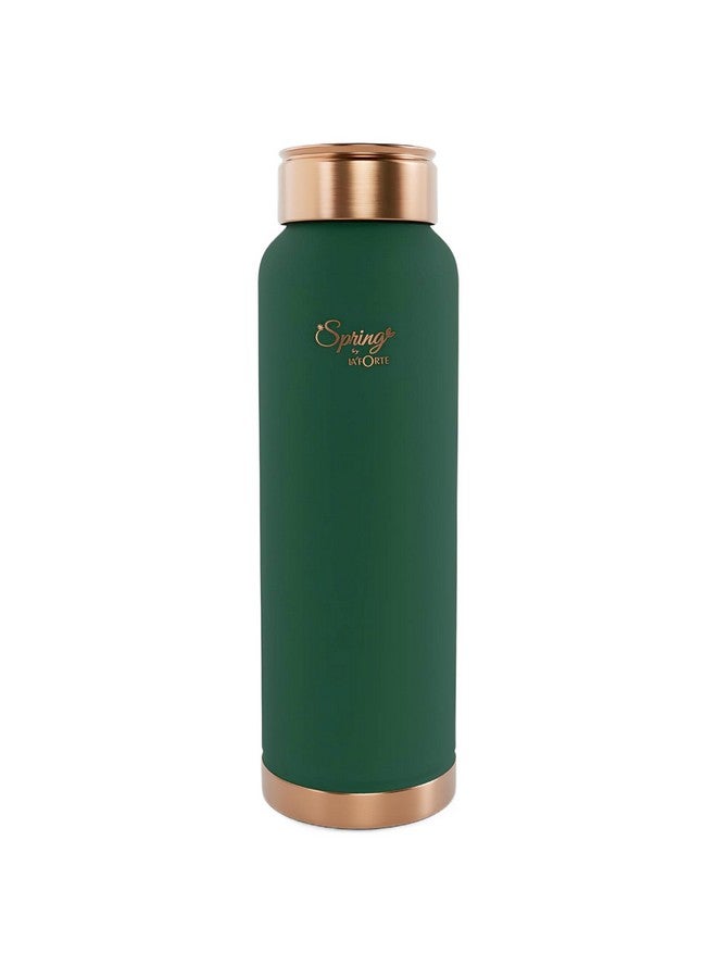 La' Forte Pure Copper Water Bottle with Leak Proof Lid, Premium Silicone Coating (1000 Ml) Sea Green (Pack of 1) - Image 1