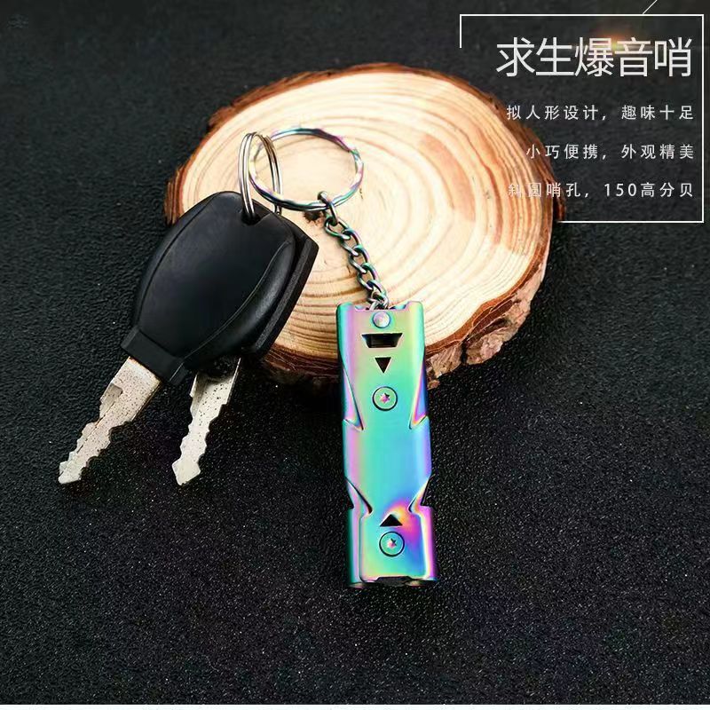 Stainless Steel Double-Tube Loud Whistle High Frequency Whistle Dual Frequency Whistle High Frequency Whistle Survival Double-Tube Whistle - Image 3