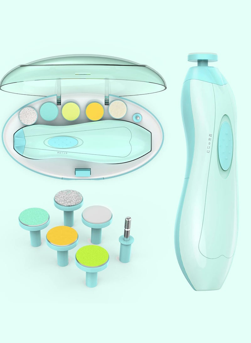 Baby Nail Trimmer Electric,  Safe Baby Nail File, Baby Nail Clippers with Light and 6 Grinding Pads for Newborn Infant Toddler or Adults Toes and Fingernails, Kids Nail Care, Polish and Trim - Image 1