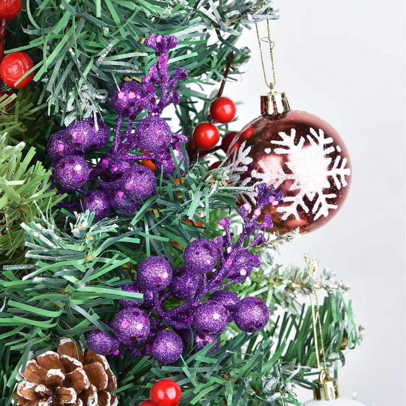 Lvydec 16pcs Christmas Glitter Berry Stems, 7.8" Artificial Christmas Picks for Christmas Tree Ornaments, DIY Xmas Wreath, Crafts, Holiday and Home Decor (Dark Purple) - Image 4