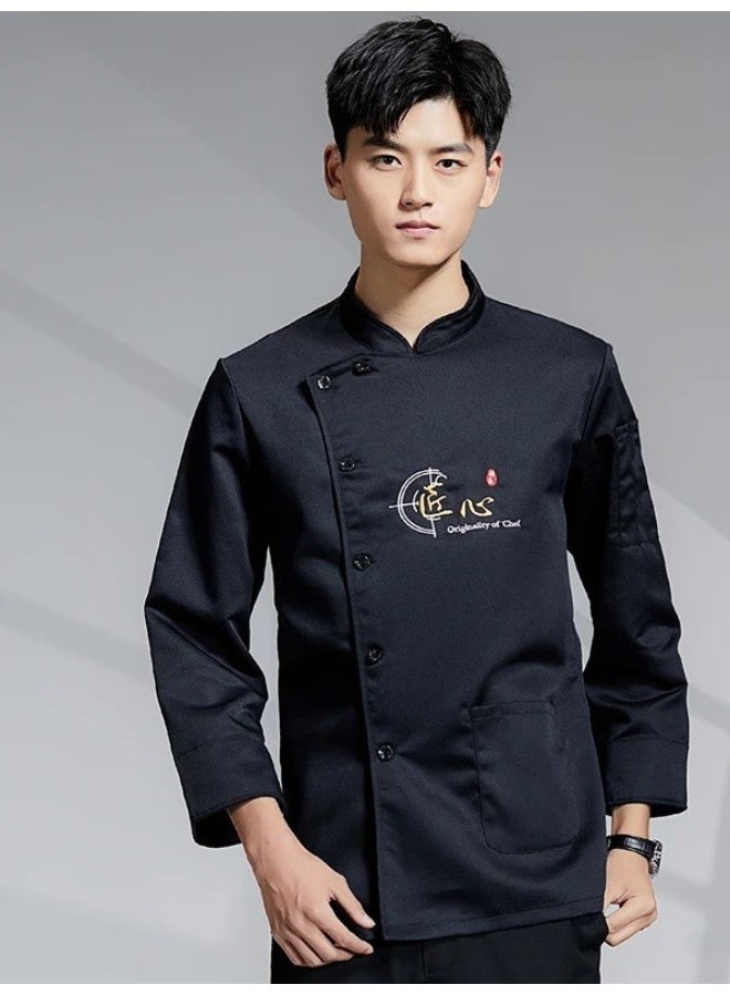 NIBEMINENT Stretch Chef Overalls Men's Summer Thin Breathable Restaurant Hotel Chef Baking Work Wear  - Image 1
