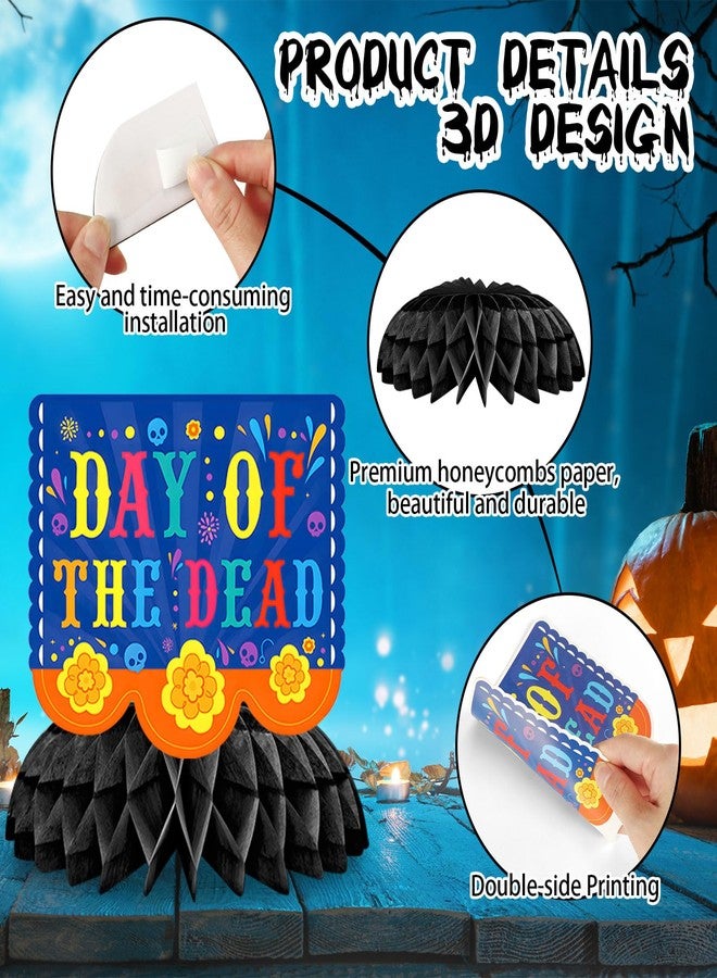 JULMELON 8 PCS Day of the Dead Table Decorations Honeycomb Centerpieces, 3D Double Side Dia De Los Muertos Centerpieces Sugar Skull Table Toppers for Halloween Mexican Party Decorations - Image 5