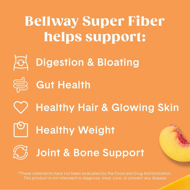 Bellway Super Fiber Powder  Collagen SugarFree Psyllium Husk Powder with Collagen Peptides and Hyaluronic Acid for Digestive Health Healthy Skin Nails Bones  Joints Peach Mango 20 Servings - Image 3