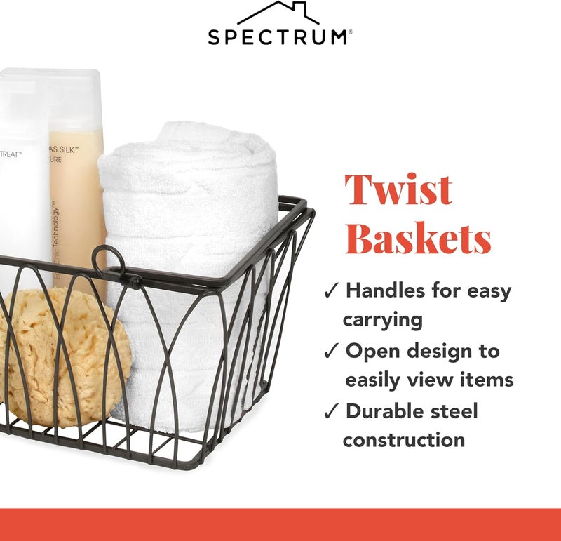 Spectrum Diversified Twist Storage Basket, Small, Black - Stylish and Functional Organization Solution - Image 5