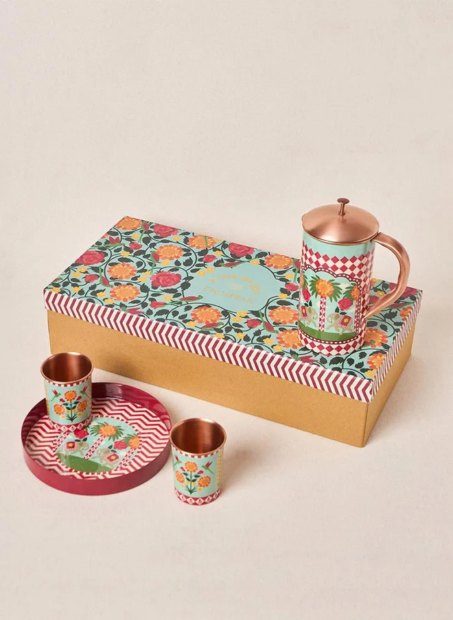 تشومباك Royal Tusker Copper Daawat Gift Set - Set of 4 | Palace Memoirs