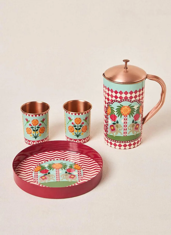 تشومباك Royal Tusker Copper Daawat Gift Set - Set of 4 | Palace Memoirs