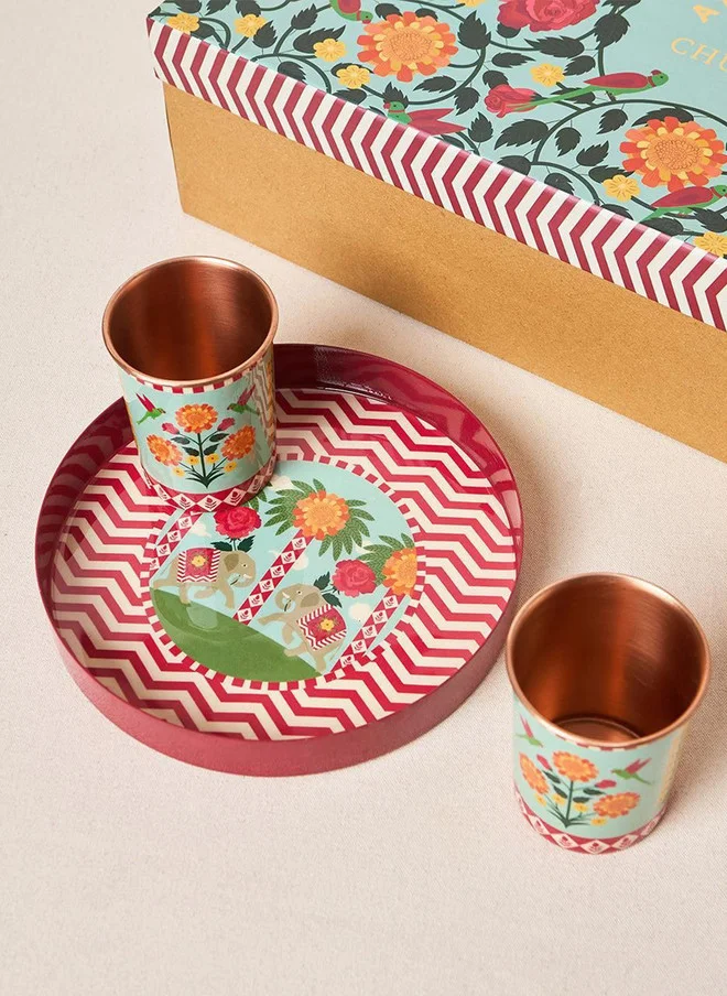 Chumbak  Royal Tusker Copper Daawat Gift Set - Set of 4 | Palace Memoirs  | Best Price UAE