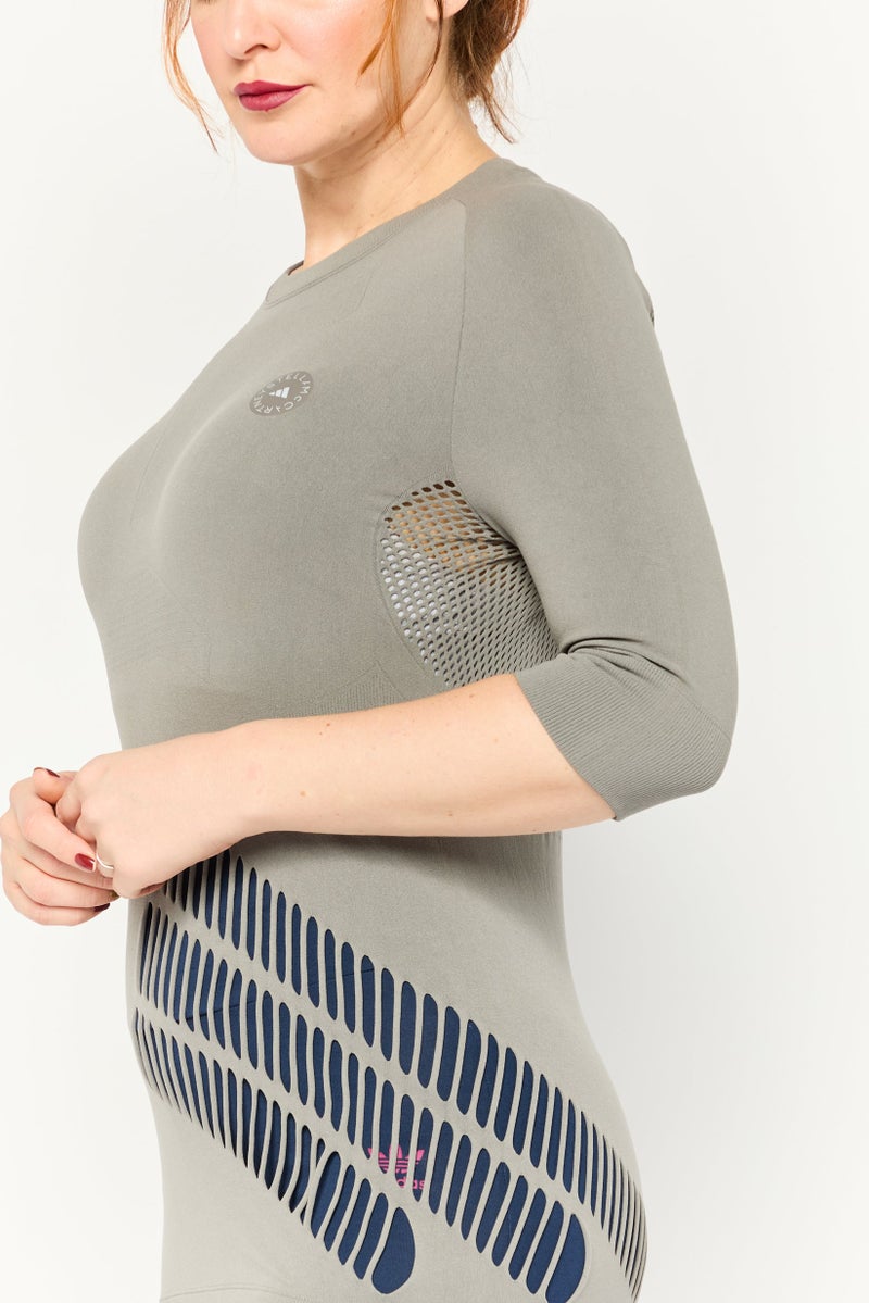Adidas Adidas by Stella McCartney Women Sportswear Fit 3/4 Sleeve Yoga Top, Grey  - Image 4